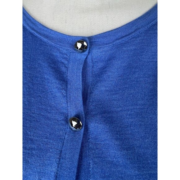 SoCa St John Women's Cobalt Blue Wool/Silk/Cashmere Blend Cardigan Sweater Sz XL - Picture 2 of 13